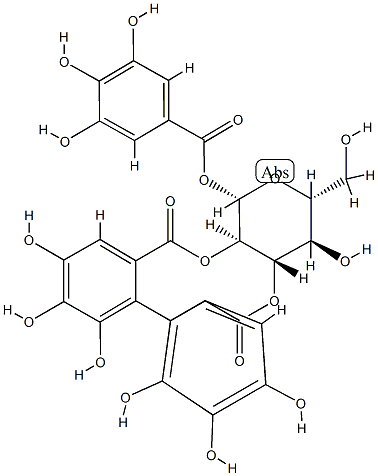 2-O,3-O-[(4,4',5,5',6,6'-Hexahydroxybiphenyl-2,2'-diyl)biscarbonyl]-β-D-glucopyranose 1-(3,4,5-trihydroxybenzoate) Struktur