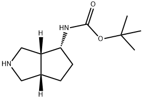 tert-butyl (3aR,4R,6aS)-octahydrocyclopenta[c]pyrrol-4-ylcarbaMate coMpound with tert-butyl (3aS,4S,6aR)-octahydrocyclopenta[c]pyrrol-4-ylcarbaMate (1:1) 化学構造式
