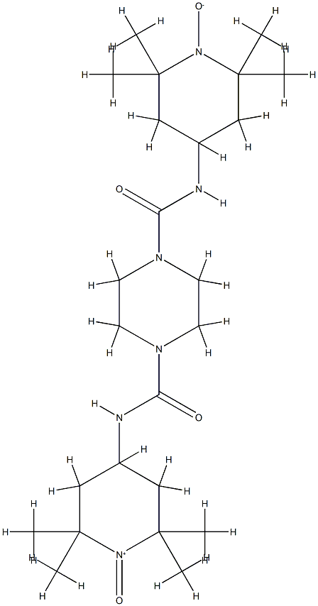 [1,4-ピペラジンジイルビス[カルボニルイミノ(2,2,6,6-テトラメチル-4,1-ピペリジンジイルオキシ)]]ラジカル 化学構造式