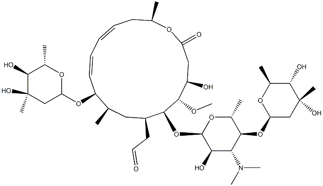9-O-(2,6-Dideoxy-3-C-methyl-α-L-ribo-hexopyranosyl)leucomycin V Struktur