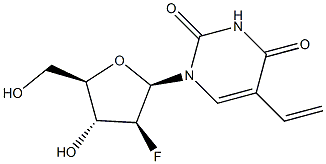 1-(2-deoxy-(2-fluoroarabinofuranosyl))-5-vinyluracil Struktur