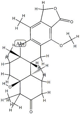 [4aS,(-)]-1,4,4a,5,6,6a,9,13,13aβ,13b-デカヒドロ-4aβ-ヒドロキシ-12-メトキシ-4,4,6aβ,8,13bα-ペンタメチル-2H-ベンゾ[a]フロ[3,4-i]キサンテン-3,11-ジオン 化学構造式