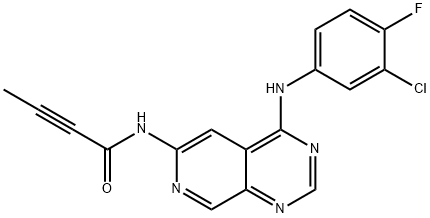 N-(4-[(-3-Chloro-4-fluorophenyl)amino]pyrido[3,4-d]pyrimidin-6-yl-2-butynamide, 881001-19-0, 结构式