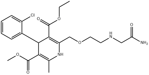 2-[[2-(Carbamoylmethylamino)ethoxy]methyl]-4-(2-chlorophenyl)-1,4-dihydro-6-methylpyridine-3,5-dicarboxylic acid 3-ethyl 5-methyl ester Struktur