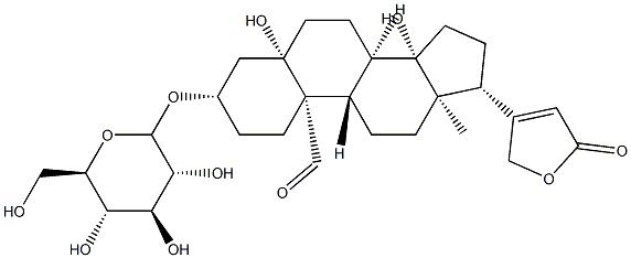 5,14-Dihydroxy-3β-[(D-glucopyranosyl)oxy]-19-oxo-5β-card-20(22)-enolide Structure