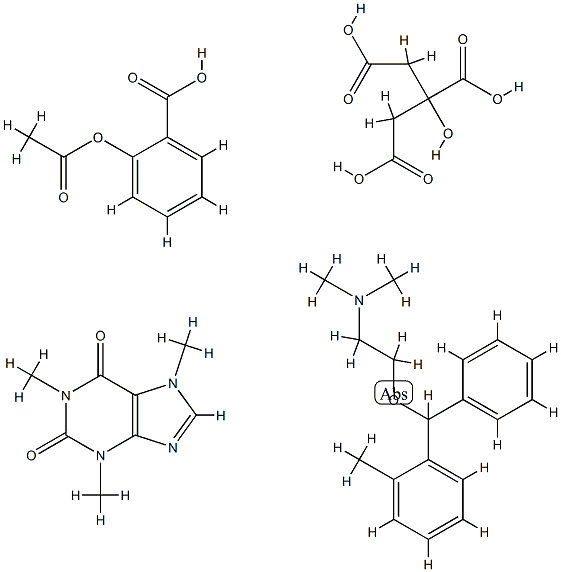 2-acetyloxybenzoic acid, N,N-dimethyl-2-[(2-methylphenyl)-phenyl-metho xy]ethanamine, 2-hydroxypropane-1,2,3-tricarboxylic acid, 1,3,7-trimet hylpurine-2,6-dione Structure