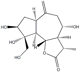 (3S)-3aβ,4,5,6,6aβ,7,8,9,9aβ,9bα-Decahydro-4β,8α,9β-trihydroxy-9-(hydroxymethyl)-3β-methyl-6-methyleneazuleno[4,5-b]furan-2(3H)-one Struktur
