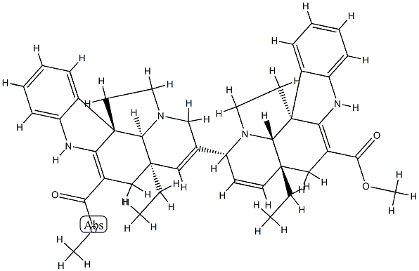 (5α,5'α,8'β,12β,12'β,19α,19'α)-2,2',3,3',6,6',7,7'-オクタデヒドロ-7,8'-ビアスピドスペルミジン-3,3'-ジカルボン酸ジメチル 化学構造式
