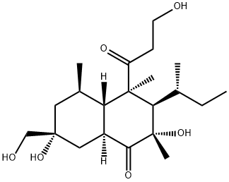 (2S,4aα,8aβ)-3,4,4a,5,6,7,8,8a-Octahydro-2,7β-dihydroxy-7α-(hydroxymethyl)-4α-(3-hydroxy-1-oxopropyl)-2,4β,5α-trimethyl-3α-[(R)-1-methylpropyl]-1(2H)-naphthalenone,88899-16-5,结构式