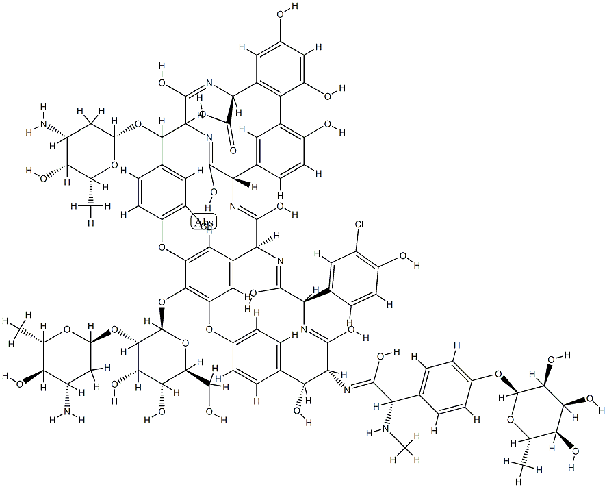 49-クロロ-7-O-デ(α-D-マンノピラノシル)アボパルシンα 化学構造式