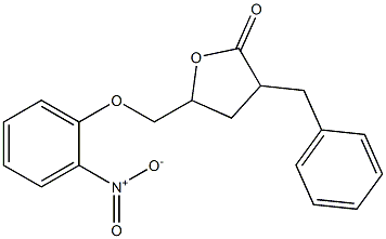 3-ベンジル-5-[(2-ニトロフェノキシ)メチル]オキソラン-2-オン 化学構造式