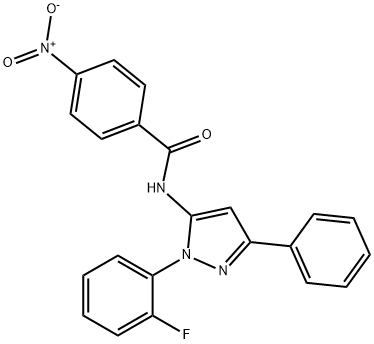 N-[1-(2-Fluorophenyl)-3-phenyl-1H-pyrazol-5-yl]-4-nitrobenzamide, 890764-63-3, 结构式