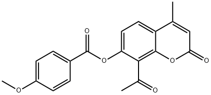 8-acetyl-4-methyl-2-oxo-2H-chromen-7-yl 4-methoxybenzoate Struktur