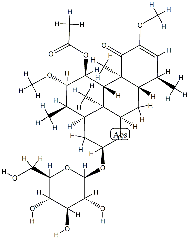 11α-(Acetyloxy)-16α-(β-D-glucopyranosyloxy)-2,12β-dimethoxypicras-2-en-1-one Structure
