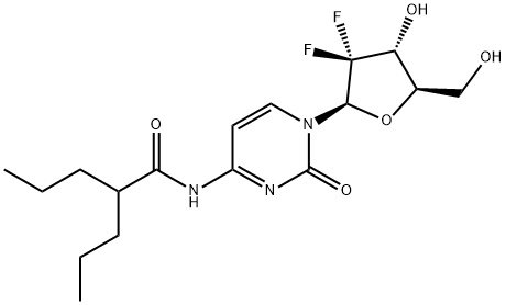 2'-脱氧-2',2'-二氟-N-(1-氧代-2-丙基戊基)胞苷,892128-60-8,结构式