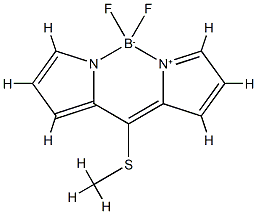 [2-[(メチルチオ)(2H-ピロール-2-イリデン)メチル]-1H-ピロール](ジフルオロボラン) 化学構造式