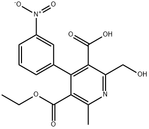 5-(Ethoxycarbonyl)-2-(hydroxyMethyl-6-Methyl-4-(3-nitrophenyl)nicotinic Acid,89267-43-6,结构式