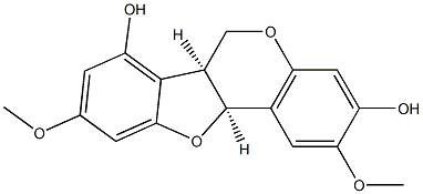 [6aS,(+)]-6aβ,11aβ-ジヒドロ-2,9-ジメトキシ-6H-ベンゾフロ[3,2-c][1]ベンゾピラン-3,7-ジオール 化学構造式