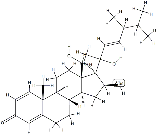 (20ξ,22E,24ξ)-16β,18,20-トリヒドロキシ-1,4,22-エルゴスタトリエン-3-オン 化学構造式