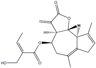 (3aR)-2,3,3aβ,4,5,7,9aβ,9bα-Octahydro-6,9-dimethyl-3-methylene-2-oxoazuleno[4,5-b]furan-4α-ol (Z)-2-(hydroxymethyl)-2-butenoate Struktur