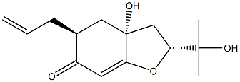 (2R)-2β-(1-ヒドロキシ-1-メチルエチル)-2,3,3a,4-テトラヒドロ-3aβ-ヒドロキシ-5α-(2-プロペニル)ベンゾフラン-6(5H)-オン 化学構造式