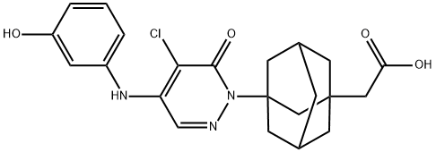 Tricyclo[3.3.1.13,7]decane-1-acetic acid, 3-[5-chloro-4-[(3-hydroxyphenyl)amino]-6-oxo-1(6H)-pyridazinyl]- Struktur