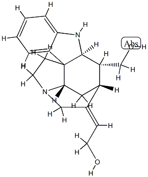 (19E)-19,20-Didehydrocuran-17,18-diol 结构式