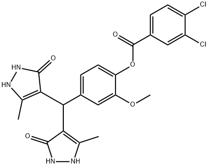 4-[bis(5-hydroxy-3-methyl-1H-pyrazol-4-yl)methyl]-2-methoxyphenyl 3,4-dichlorobenzoate|