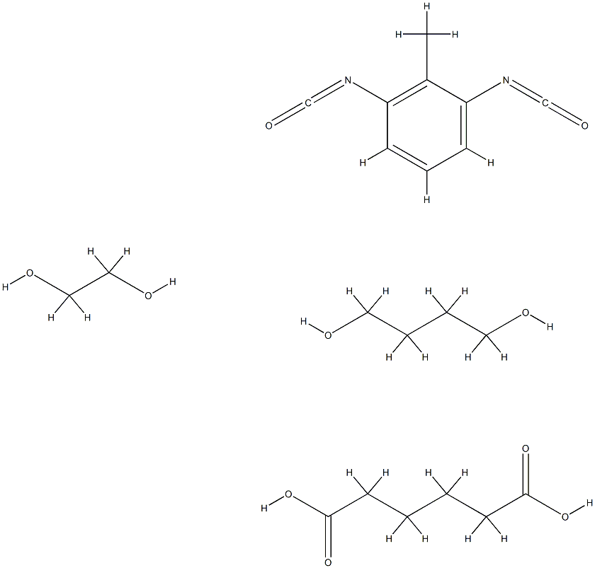 己二酸与1,4-丁二醇、1,3-二异氰酸甲苯和乙二醇的聚合物, 9019-94-7, 结构式