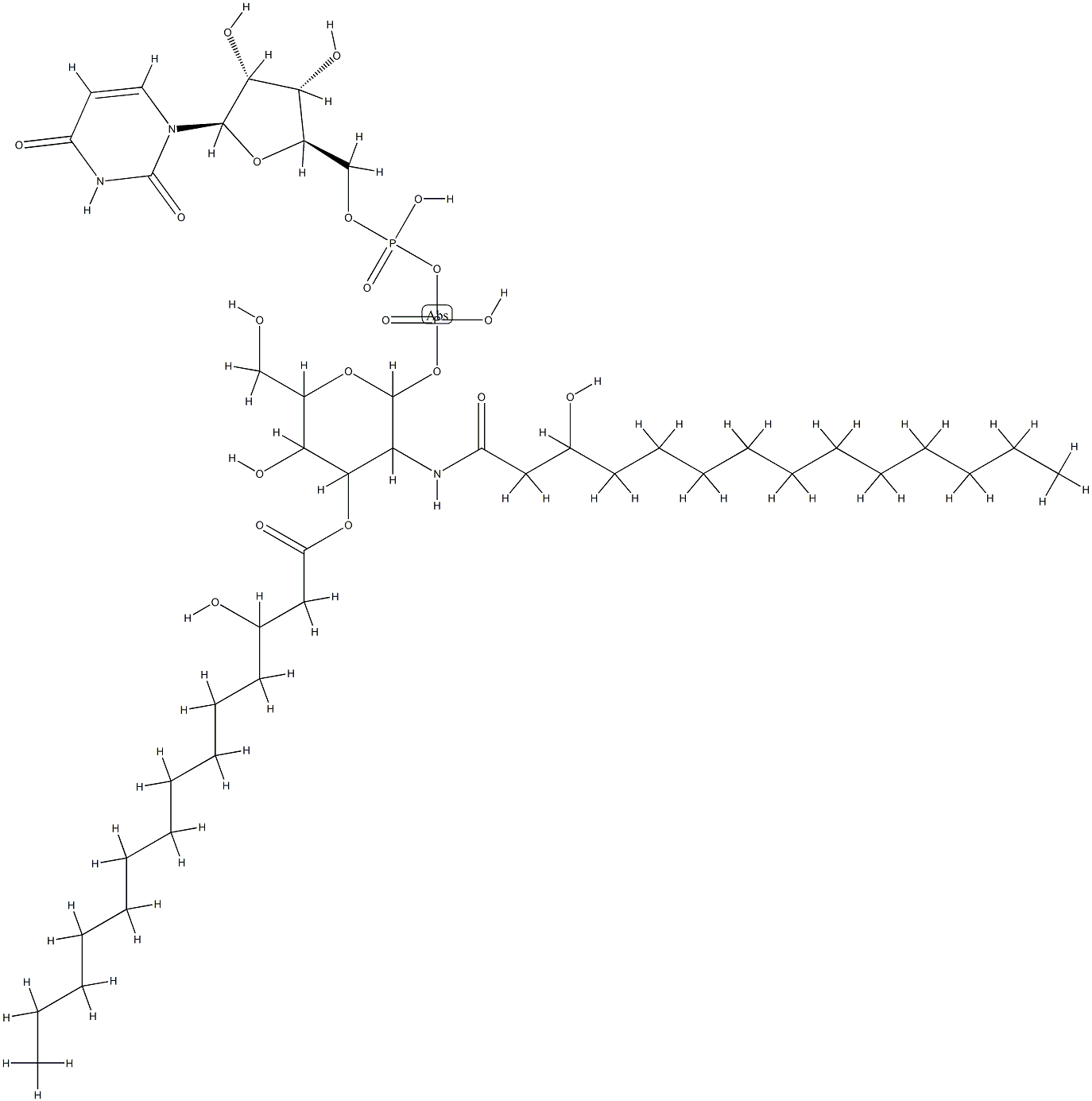 UDP-N(2),3-di(3-hydroxymyristoyl)glucosamine 结构式