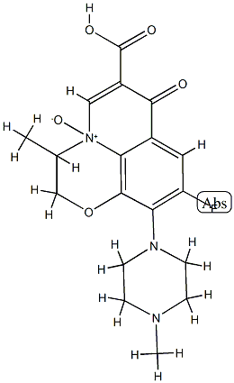 rac-1-メチル-4-[(9-フルオロ-2,3-ジヒドロ-6-カルボキシ-3α*-メチル-7-オキソ-7H-ピリド[1,2,3-de]-1,4-ベンゾオキサジン)-10-イル]ピペラジン1-オキシド 化学構造式