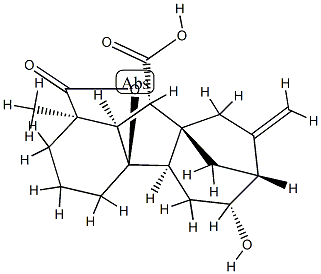 4aα,6β-Dihydroxy-1-methyl-8-methylenegibbane-1α,10β-dicarboxylic acid 1,4a-lactone 结构式