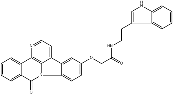 N-(2-(1H-indol-3-yl)ethyl)-2-((8-oxo-8H-benzo[c]indolo[3,2,1-ij][1,5]naphthyridin-12-yl)oxy)acetamide Struktur