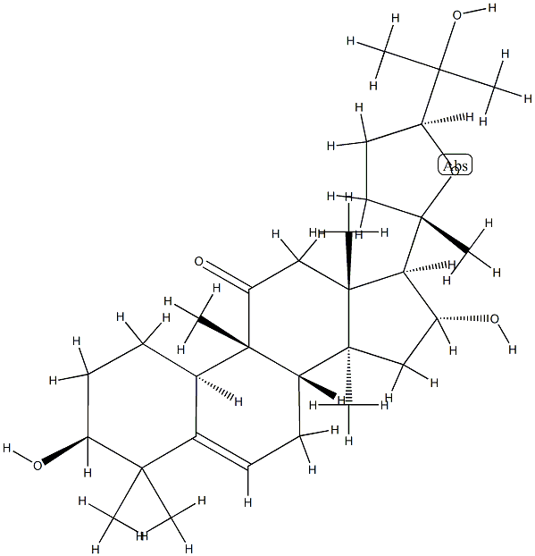 (10α,24S)-20,24-エポキシ-3β,16α,25-トリヒドロキシ-9β-メチル-19-ノルラノスタ-5-エン-11-オン 化学構造式