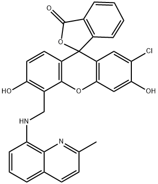 2-{2-Chloro-6-hydroxy-5-[2-methylquinolin-8-ylaminomethyl]-3-<br />oxo-3H-xanthen-9-yl}benzoic acid Structure