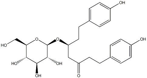 (5S)-5-β-D-Glucopyranosyloxy-1,7-bis(4-hydroxyphenyl)-3-heptanone Struktur