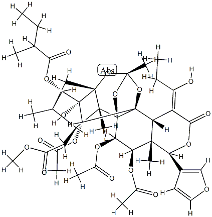 11α,12α-Bis(acetyloxy)-15-[(Z)-1-hydroxypropylidene]phragmalin 30-acetate 3-(2-methylbutyrate) 结构式