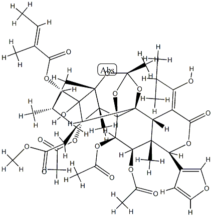 11α,12α-Bis(acetyloxy)-15-[(Z)-1-hydroxy-2-methylpropylidene]phragmalin 30-acetate 3-[(E)-2-methyl-2-butenoate] Structure