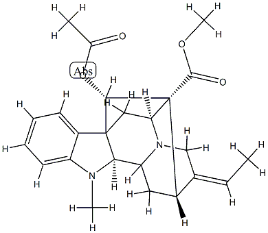 (2α,17S,19E)-17-アセトキシ-19,20-ジデヒドロアジュマラン-16-カルボン酸メチル 化学構造式