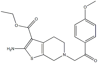 Ethyl-2-amino-6-[2-(4-methoxyphenyl)-2-oxoethyl4,5,6,7-tetrahydrothieno[2,3-c]pyridine-3-carboxylate 化学構造式