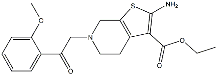 Ethyl-2-amino-6-[2-(2-methoxyphenyl)-2-oxoethyl]4,5,6,7,-tetrahydrothieno[2,3-c]pyridine-3-carboxylate Struktur