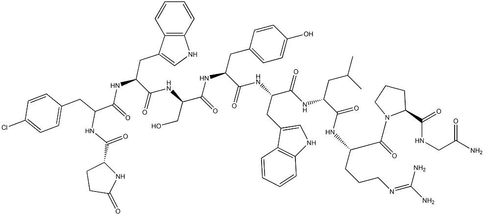 LHRH, pGlu(1)-4-Cl-Phe(2)-Trp(3,6)- 结构式