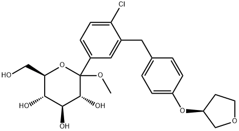 (3R,4S,5S,6R)-2-[4-chloro-3-[[4-[(3S)-oxolan-3-yl]oxyphenyl]methyl]phenyl]-6-(hydroxymethyl)-2-methoxyoxane-3,4,5-triol Struktur