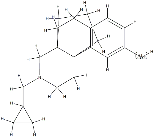 3-(シクロプロピルメチル)-1,2,3,4,5,6-ヘキサヒドロ-4a,10b-プロパノベンゾ[f]イソキノリン-9-オール 化学構造式