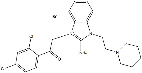 1H-Benzimidazolium,  2-amino-3-[2-(2,4-dichlorophenyl)-2-oxoethyl]-1-[2-(1-piperidinyl)ethyl]-,  bromide  (1:1) Structure