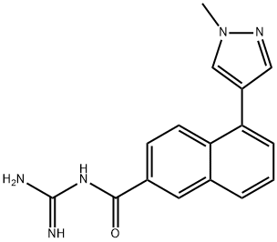 1-[[5-(1-メチル-1H-ピラゾール-4-イル)-2-ナフチル]カルボニル]グアニジン 化学構造式