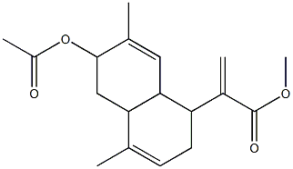 [1R,(-)]-6α-アセチルオキシ-1,2,4aα,5,6,8aα-ヘキサヒドロ-4,7-ジメチル-α-メチレン-1α-ナフタレン酢酸メチル 化学構造式