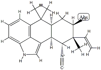 [6aS,(-)]-8β-Chloro-9α-ethenyl-2,6,6aα,7,8,9,10,10aα-octahydro-10α-isocyano-6,6,9-trimethylnaphtho[1,2,3-cd]indole 结构式