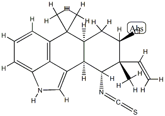 [6aS,(-)]-8β-Chloro-9α-ethenyl-2,6,6aα,7,8,9,10,10aα-octahydro-10α-isothiocyanato-6,6,9-trimethylnaphtho[1,2,3-cd]indole Structure