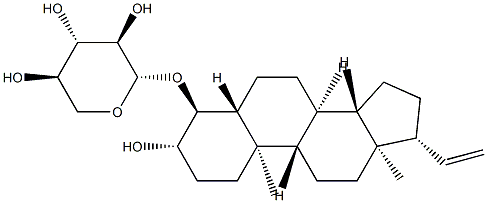 3β-ヒドロキシ-5α-プレグナ-20-エン-4α-イルβ-D-キシロピラノシド 化学構造式